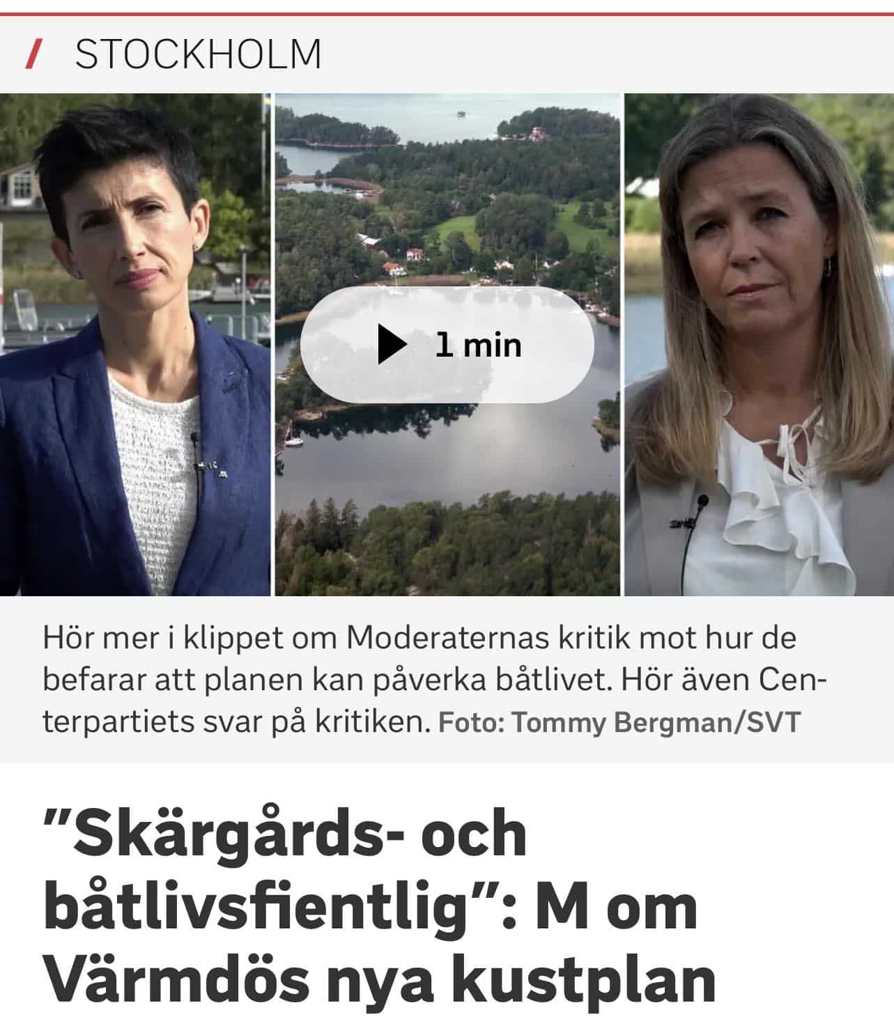 ”Skärgårds- och båtlivsfientlig”: M om Värmdös nya kustplan